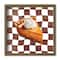 16" Brown Check Pumpkin Pie Square Framed Wall Art